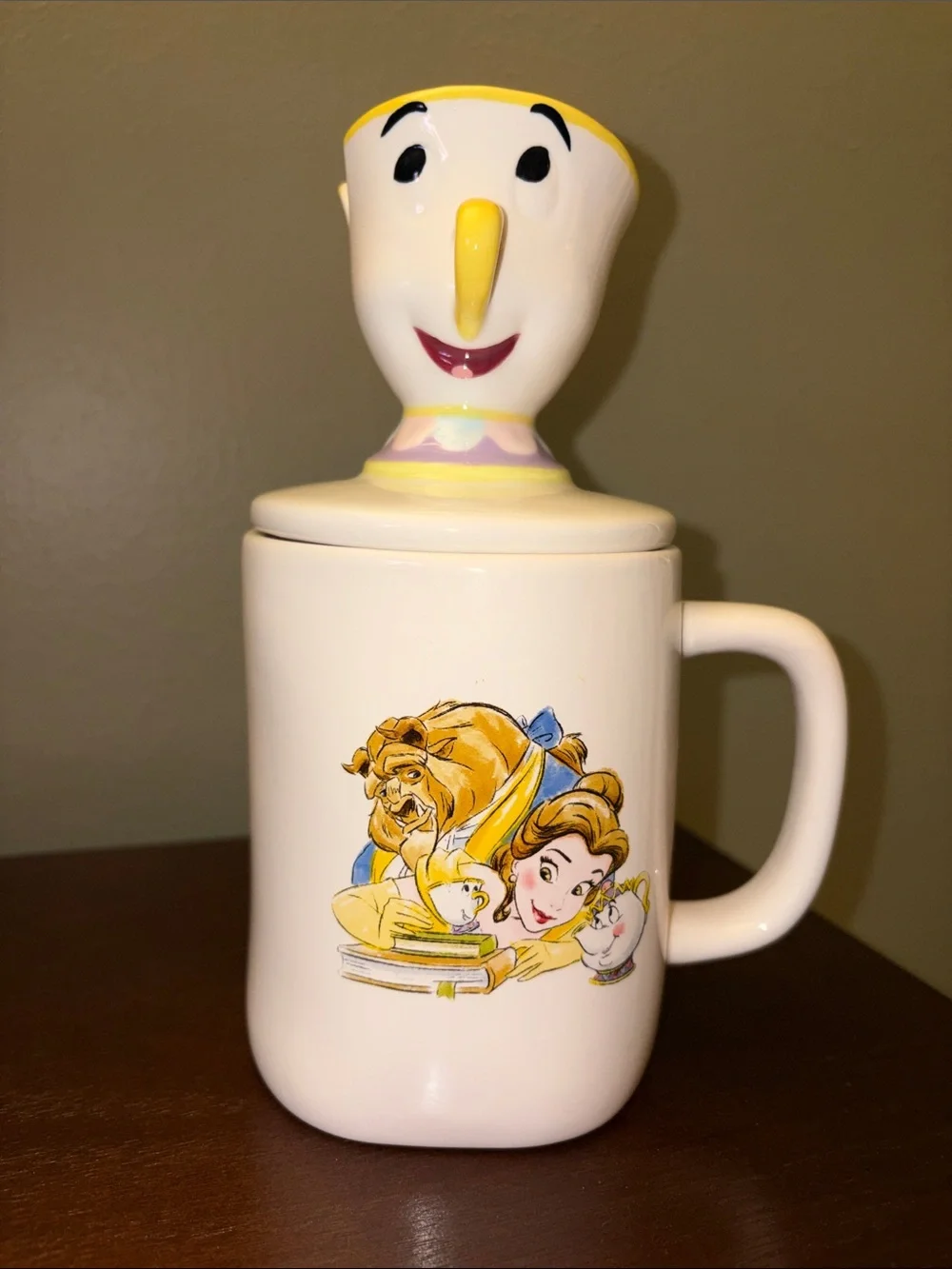 Rae Dunn Disney ‘Beauty and the Beast’ Large Mug with ‘Chip’ Lid